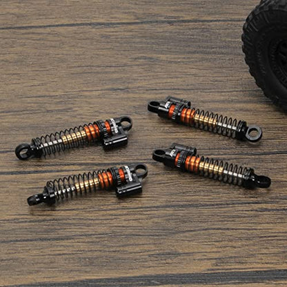 RCAWD RC Shocks Parts for FMS EAZYRC ROC HOBBY FCX24 1/24 & 1/18 Crawlers Upgrades, Front & Rear Shock Absorber Damper Aluminum Adjustable #C3002 Black - color: Black