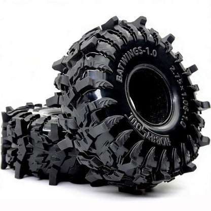 1.0 Tires - 70 * 27mm Tall Batwings 4-Pack Fits TRX4M SCX24 | Super soft sticky mud crawler tire with foam inserts, For 1/24 SCX24 & 1/18 TRX4M High Trail micro RC Crawlers Upgrades - size: 1.0 tires - 70mm Tall