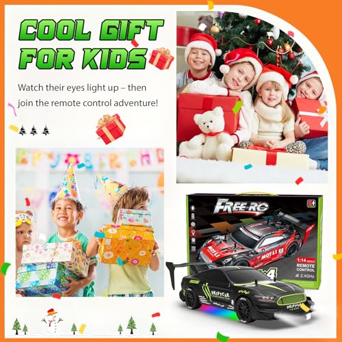 RC Drift Car 1/16 Scale 2.4Ghz 4WD Remote Control Car With Spray & Led Lights, 30+KM/H High Speed RC Drag Car, Racing Sport Toy Cars for Adults Boys Girls Kids Gift 2Pcs Rechargeable Battery - color: Black-g