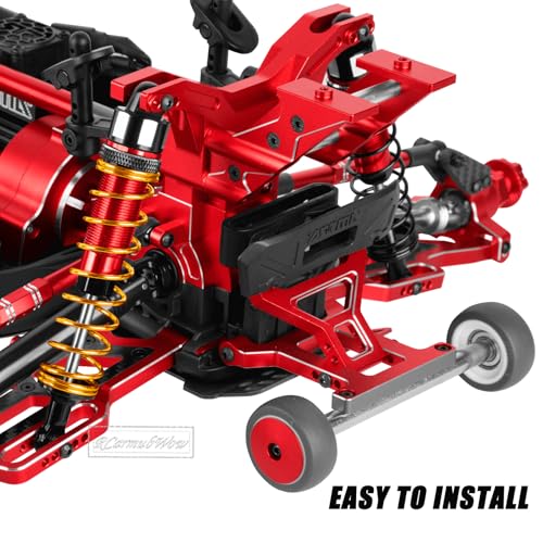RC Aluminium Wheelie Bar Set & Wing Mount Upgrades Part for 1/10 KRATON 4X4 4S V2 BLX,Outcast 4X4 4S V2 BLX,Alloy Rear Wing Mount Stand Up Wheel Hops Up,Replace ARA320613,ARA320631,Red - color: Red(1 Set)