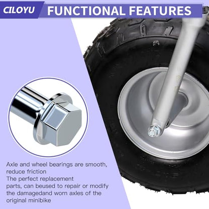 CT200U-EX 14mm 285mm Rear Axle Kit with 300mm Mini Bike Front Axle | 14mm Front and Rear Axle Compatible with Coleman CT200U-EX 196CC Minibike Parts 15mm Chain Adjuster - size: 285mm rear axle + 300mm front axle