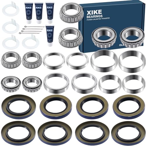 XiKe 25580 25520 & LM67048 LM67010 Trailer Bearings Wheel Hub Kit, 4 Sets | Fits 5,200-6,000 lb Axles, Includes 21333TB/10-10 Seal, 22333TB/10-36 Seal and Cotter Pin - size: 25580/20 ＆ LM67048/10 + Seal ID 2.125'' ＆ 2.250'', style: Pack 4 Set