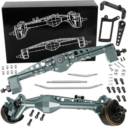 Front Rear Portal Axles Upgrades Part for 1/10 Capra 1.9 UTB 4X4,DIY SCX10 SCX10 II,RC Aluminum Alloy Front Rear Axle RC Crawler Car,1/10 Capra 1.9 UTB & SCX10,Titanium - color: Titanium - (Portal Axles)