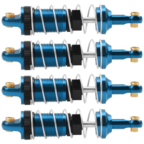 4Pack ShareGoo RC Car Shock Absorbers Metal Shocks Damper Compatible with MJX Hyper Go 14301 14302 14303 1/14 RC Car Upgrades Part (Blue) - color: Blue