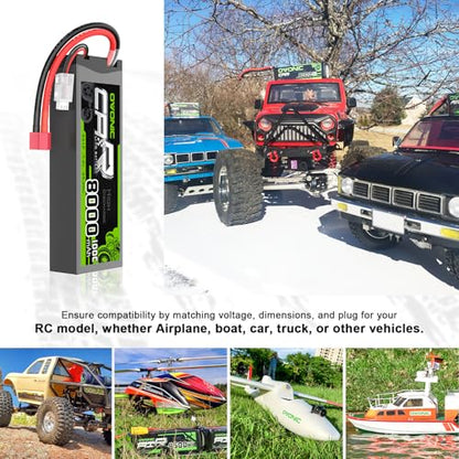 OVONIC Lipo Battery 8000mAh 100C 7.4V 2S RC Battery with T Connector for RC Plane DJI Quadcopter RC Airplane RC Helicopter RC Car Truck Boat 2pcs