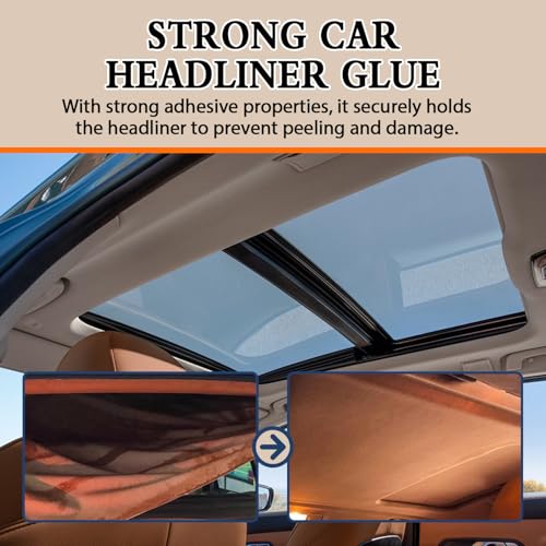 Car Headliner Glue, 3.53OZ, Upholstery Adhesive, Strong Automotive Interior Glue with Brush, Transparent Repair Car Headliner, Suitable for Fabric and Leather, - color: Transparent