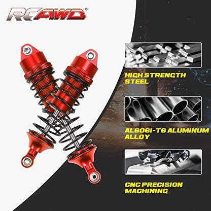 RCAWD Shock Absorber Front Rear for LOSI 1/10 Lasernut U4, Tenacity DB Pro, TENACITY TT Pro 4WD SCT Upgrades, RC Shocks Damper 90mm 100mm, Hop Ups Parts #LOS233011, LOS03028, LOS03027, LOS03019 Red - color: Red