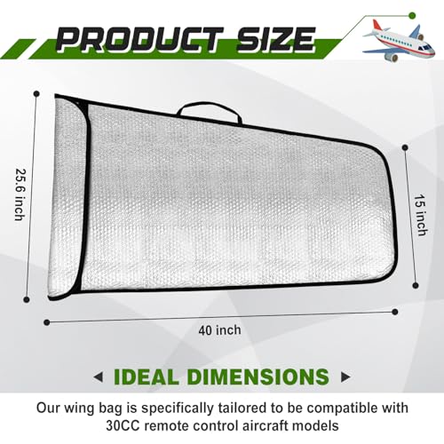 Rc Plane Wing Bag 30 CC Bubble Layer Protection Bag for 2 Wings&Tube to Rc Airplane - size: 30 CC
