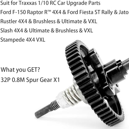 32P Spur Gear, 50T 0.8 Metric Pitch, Compatible with 32-Pitch, Hardened Steel 50 Tooth 0.8M Spur Main Gear for 1/10 TRAXXAS Ford Rustler Slash Stampede 4X4 Arrma, Replace #6842 - size: M0.8-Spur Gear-50T