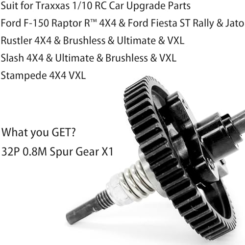 32P Spur Gear, 53T 0.8 Metric Pitch, Compatible with 32-Pitch, Hardened Steel 53 Tooth 0.8M Spur Main Gear for 1/10 TRAXXAS Ford Rustler Slash Stampede 4X4 & Arrma - size: M0.8-Spur Gear-53T