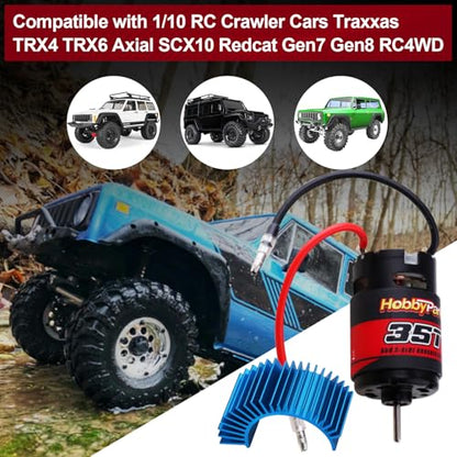 HobbyPark 35T Motor 550 Brushed Electric Engine w/Heatsink for 1/10 RC Crawler Cars Traxxas TRX4 TRX6 Axial SCX10 Redcat Gen7 Gen8 RC4WD - size: 35T