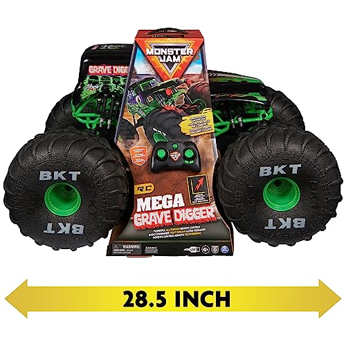 Monster Jam, Official Mega Grave Digger All-Terrain Remote Control Monster Truck, Over 2 Ft. Tall, 1:6 Scale, Kids Toys for Boys and Girls Ages 4 and Up | Over 2-Ft Long, All-Terrain RC Truck for Hero-Sized Stunts, Oversized Tires & Advanced Suspension, G