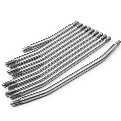 QUE-T 10pcs 324mm Wheelbase Steering Pull Rod Link Linkage for 1/10 SCX10 | Stainless Steel