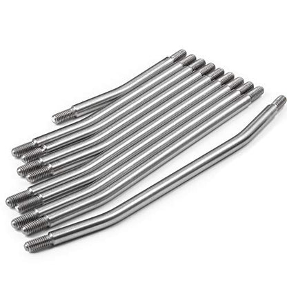 QUE-T 10pcs 324mm Wheelbase Steering Pull Rod Link Linkage for 1/10 SCX10 | Stainless Steel