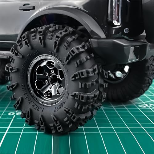 RCLIONS Aluminium 1.3" Beadlock Wheel Rims for 1/18 TRX4M 1/24 SCX24 RC Crawler Car Upgrade Parts - color: Black