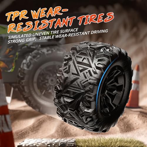 1/20 Scale Fast RC Cars, 20KM/H 4WD Off-Road High Speed Remote Control Trucks for Adults and Kids Boys, All Terrain Truck Toys Gifts Green