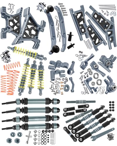 Upgrades Part for 1/10 Slash 4x4 VXL,Alloy Suspension Arm,Shock Absorber,Caster Block,Steering Blocks,Stub Axle Carriers,Steering Bellcranks,Shock Tower,Body Mounts,Drive Shaft,Links,Titanium - color: Titanium - (1 Set)
