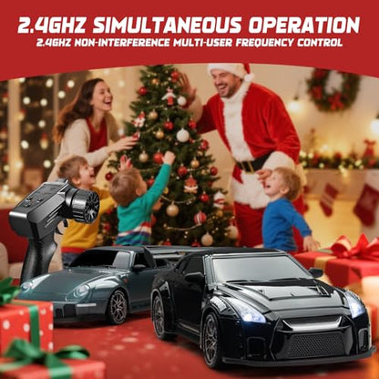 1/24 4WD RC Drift Car, 2.4GHz 20KM/H High Speed Remote Control Racing Car with Drifting Tires, Gift for Kids Adults - color: Black