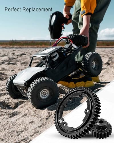 50T M1.0 Hardened Steel Spur Gear with 20T Pinion Gear Fit for Traxxas 1/10 Maxx 1/5 X-Maxx 1/10 E-REVO 2.0 VXL 1/7 XO-1 1/6 XRT Hot Racing Spur Gear RC Cars Spare Parts - size: 50T+20T