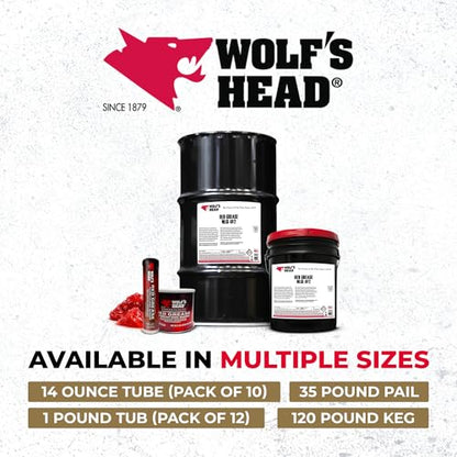 Wolf’s Head Red Grease NLGI #2 (836-88301-91) Premium Tacky Red Grease for Long-Lasting Lubrication, High Temp Protection & Heavy Duty Wheel Bearing/Chassis Use – Made in USA – 14 oz Tube, Pack of 10 - size: 14 Ounce Tube (Pack of 10)