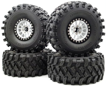 348g Weighted RC 2.2 Beadlock Wheels & Tire Set (4-Piece) Upgrades Accessories Rims for 1/10 SCX10 Wheels TRX4RC4WD and D90 RC Crawler Axial Remote Control Car 4pcs (White Black) - color: White Black