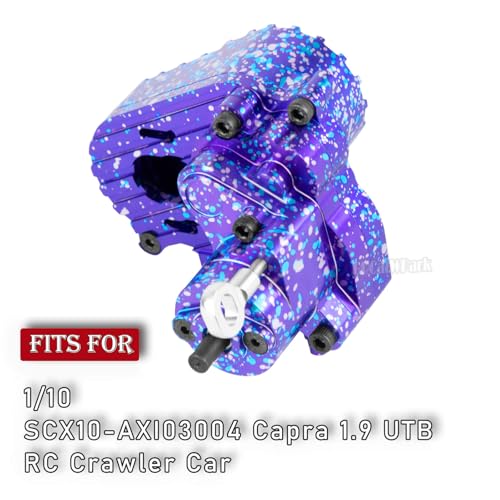 Aluminum Gearbox Complete Transmission Case w/Gear Upgrades Part for 1/10 SCX10-AXI03004 Capra 1.9 UTB RC Crawler Car,Colorful-(Purple-Blue) - color: Colorful (Purpleblue Tone) - (Gearbox)