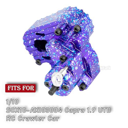 Aluminum Gearbox Complete Transmission Case w/Gear Upgrades Part for 1/10 SCX10-AXI03004 Capra 1.9 UTB RC Crawler Car,Colorful-(Purple-Blue) - color: Colorful (Purpleblue Tone) - (Gearbox)