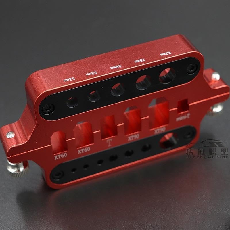 RC Soldering Tool Holder, Multi-Function Metal Jig for T Plug, XT60, XT90, EC5 & Mini Connectors, Model Car Drone Welding Assistant (red) - color: Red