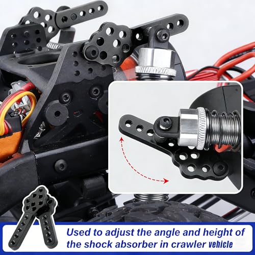 1 10 rc Crawler Long Travel Shocks Shock Keys mounts Mount Extension Key Adjustable axial Car Model Accessories Tower car adapters Rock Extender Relocation Stand (Black)