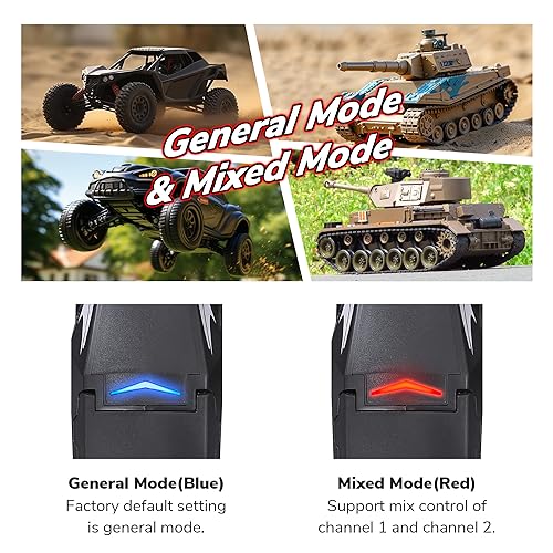 DUMBORC X4 2.4GHz 4-Channel RC Radio Transmitter and X6F Receiver&Alloy Steering Wheel with Fail-Safe & Low Voltage Alarm Function Mixed Mode for Rc Vehicle Car Boat Tank Model Parts Remote Controller