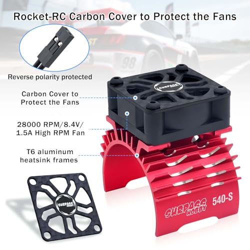 Rc Motor Fan 30mm High Speed Heatsink 28000RPM with Metal Cover 3650 3660 540 550 Brushless Motor Heatsink for 1/10 36mm 38mm Diameter Size RC