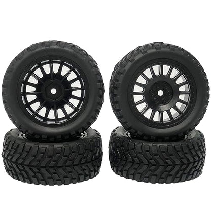 4PCS 75mm Rubber Tyres Tires with Foam Inserts and Plastic Wheel Rims 12mm Hex for 1/10 On-Road RC Drift Touring Car 1/14 1/16 1/18 Rally Car Replacement Parts(Black) - color: Black
