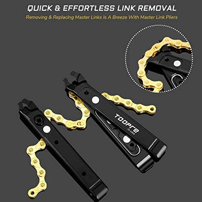 Multi-Functional Master Link Pliers | With Master Link Removing, Tire Levers, Storage Links, and Chain Hook - Ideal for MTB, Road, Mountain Bicycle, BMX Bikes