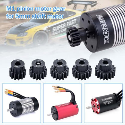 Surpass Hobby Mod 1 Pinion Gear 5mm 13T 14T 15T 16T 17T Motor Gears for 1/10 1/8 RC Car Parts - size: 13T 14T 15T 16T 17T