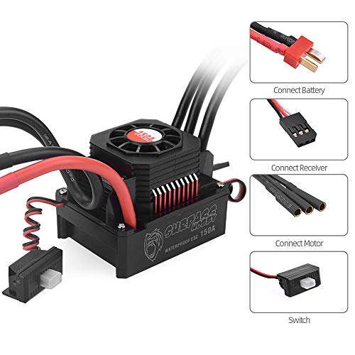GoolRC 150A Brushless ESC Waterproof Electric Speed Controller for 1/8 RC Truck Off-Road Car
