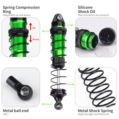 RC Shock Absorber Set, Aluminum Front Rear Shock Absorber Oil Damper for Losi 1/18 Mini LMT 4X4 Brushed Monster Truck RTR Upgrade Parts
