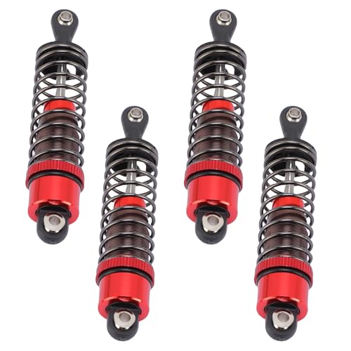 4 PCS Aluminum Alloy RC Shock Absorbers with Hydraulic Oil Damping System for 1/10 Scale RC Cars Off Road Buggy (Red) - color: Red