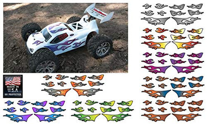 RC car Truck - Tribal Flames - 10pc Body Decal kit - Universal for Arrma Losi HPI Axial Traxxas Redcat Tekno 1/10 1/8 Scale Rock Crawler Stickers (Purple/Pink) - color: Purple/Pink
