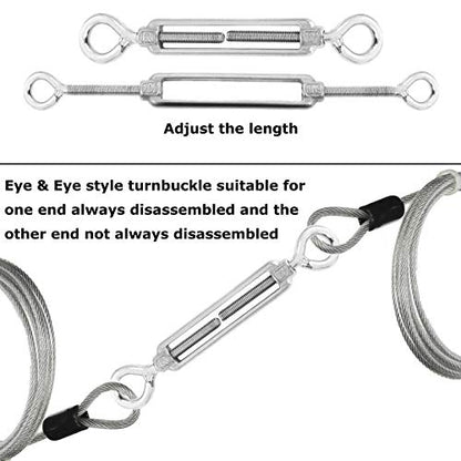 10 Pack M6 Eye and Eye Turnbuckle for Cable Wire Rope Tension Heavy Duty Stainless Steel Turnbuckle for Sun Shade, Hanging Outdoor Lights Strings - style: Eye and Eye Turnbuckle