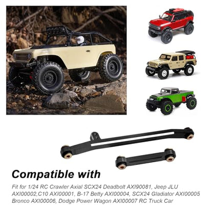 Hobbypark Aluminum Steering Rod Tie Links High-Tightening Linkage for Axial SCX24 Gladiator Bronco C10 JLU Deadbolt B17 1/24 RC Crawler (Black) - color: Black