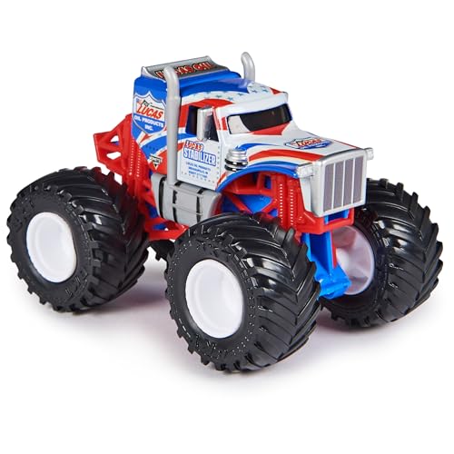 Monster Jam Lucas Stabilizer Monster Truck- New 2024 Monster Truck - 1:64 Scale Die-Cast Vehicle-Chrome Rims and BKT Tread Tires for Use in All Playsets-Mini Collectible for Fans & Birthday Parties