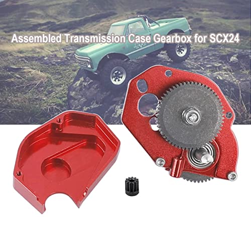 Aluminum Alloy Transmission Case Gearbox Complete for 1/24 Axial SCX24 RC Crawler Upgrades (Red) - color: Red