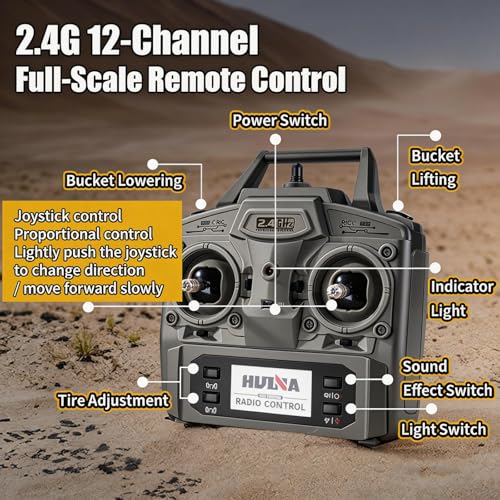 RC Dump Truck, 1:14 Scale 12 Channels Heavy RC Dump Truck | 4WD RC Construction Vehicles with 6KG+ Load, Full Suspension, Lights/Sounds for Adults, Hobbyists - size: 1 Battery