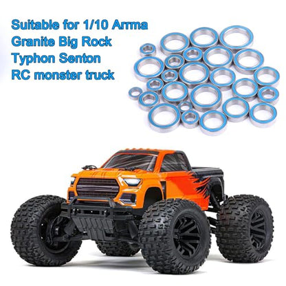 26PCS Ball Bearing Kit Steel Sealed for Arrma Big Rock Typhon Granite Senton 3S BLX 1/10 RC Truck Upgrade Parts