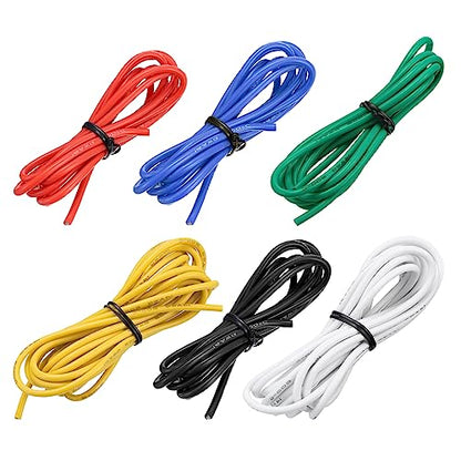 MECCANIXITY 14 Gauge Wire Silicone Wire 14AWG Electrical Wire Stranded Wire Tinned Copper Wire High Temp Hookup Wire 6 Color 3.0m/10ft for Car Model Electric Appliances 6pcs - size: 14AWG, 10ft
