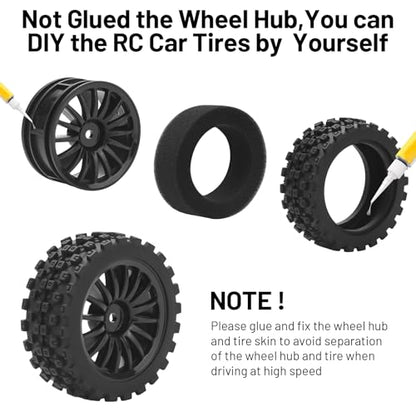 RC On Road Wheels and Tires, daitoku 12mm Hex RC Rally Racing Car Tires for 1/16 1/14 1/12 1/10 RC Touring Car On-Road Off Road Buggy - Style A - style: Style A