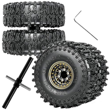 RC Full Brass 1.0" Beadlock Wheels and Tires for 1/18 Trx4m 1/24 SCX24 RC Crawler Car,1.0" Beadlock Wheels and Tires,RC Tires 1.0 Wheel Rim & Wheels Tires