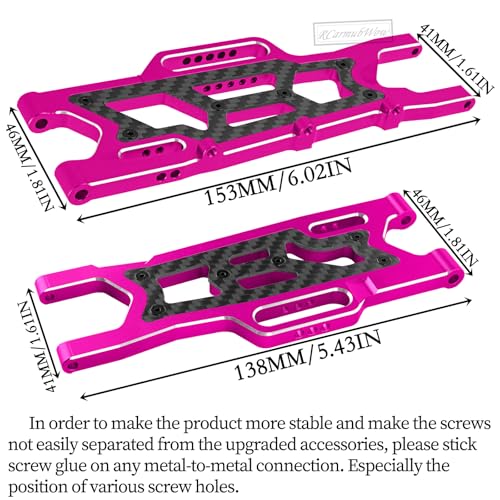 RC Alloy Suspension Arms Upgrades Part for 1/10 Outcast 4x4 4S V2 BLX,Kraton 4x4 4S V2 BLX,Front Rear A Arms Suspension Arms Hops Up,Replace ARA330711 ARA330710,Pink - color: Pink(4pcs)