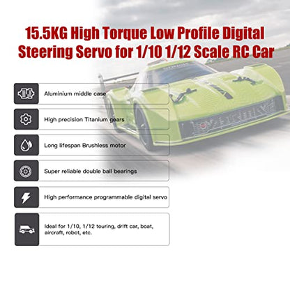AGFRC B44BLS V2 15.5KG 0.060s Low-Profile RC Servo | 0.060s/60°, 8.4V HV, Brushless, Programmable, Titanium Gear, 2BB, for 1/10-1/12 RC Cars, Trucks, Planes, 48g
