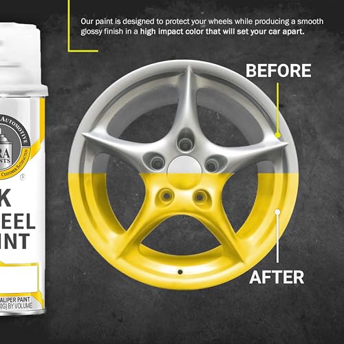 ERA Paints Yellow Wheel Paint With Omni-Curing Catalyst Technology - 2K Aerosol Glossy Finish With High Temp Resistance And Extreme Durability Against Color Fade And Chemicals Like Brake Fluid - color: Yellow 2K Spray Paint Only